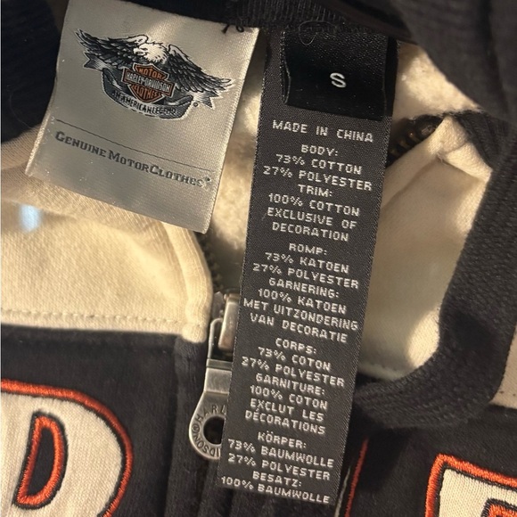Harley-Davidson Black and Cream Full Zip Hoodie Women’s Small EUC - Picture 5 of 7